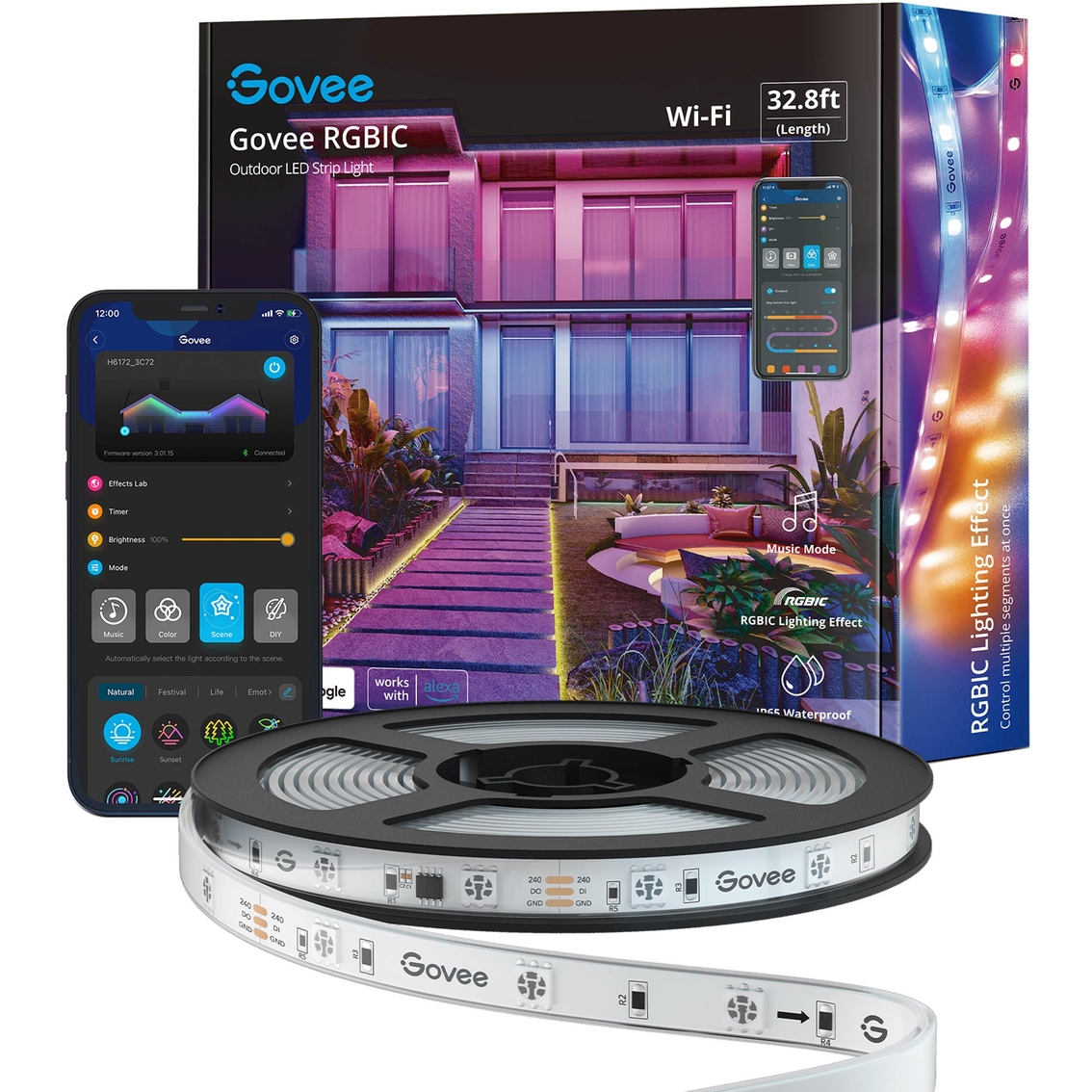 Govee Wi-Fi 32.8' RGBIC Outdoor Strip Light