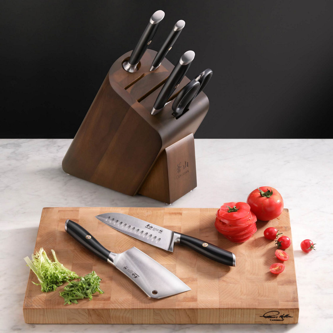 Cangshan Cutlery L Series Cleaver Knife Block 7 pc. Set, Black - Image 3 of 9