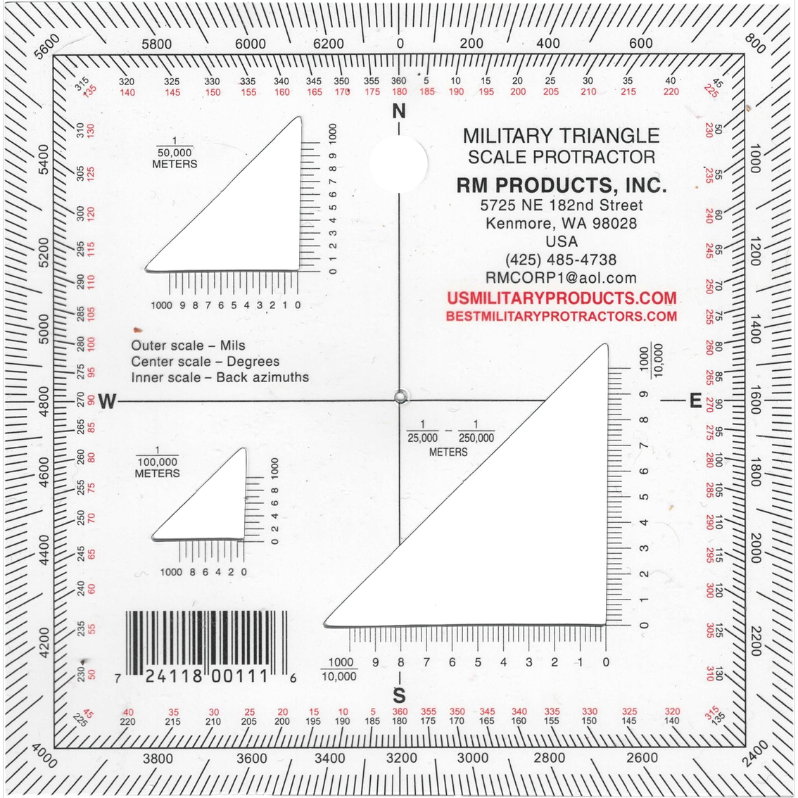 RM PRODUCTS Military Triangle Protractor
