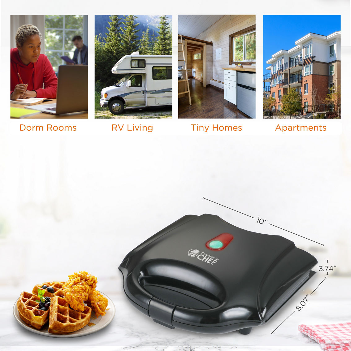 Commercial Chef Nonstick Mini Waffle Maker - Image 3 of 7