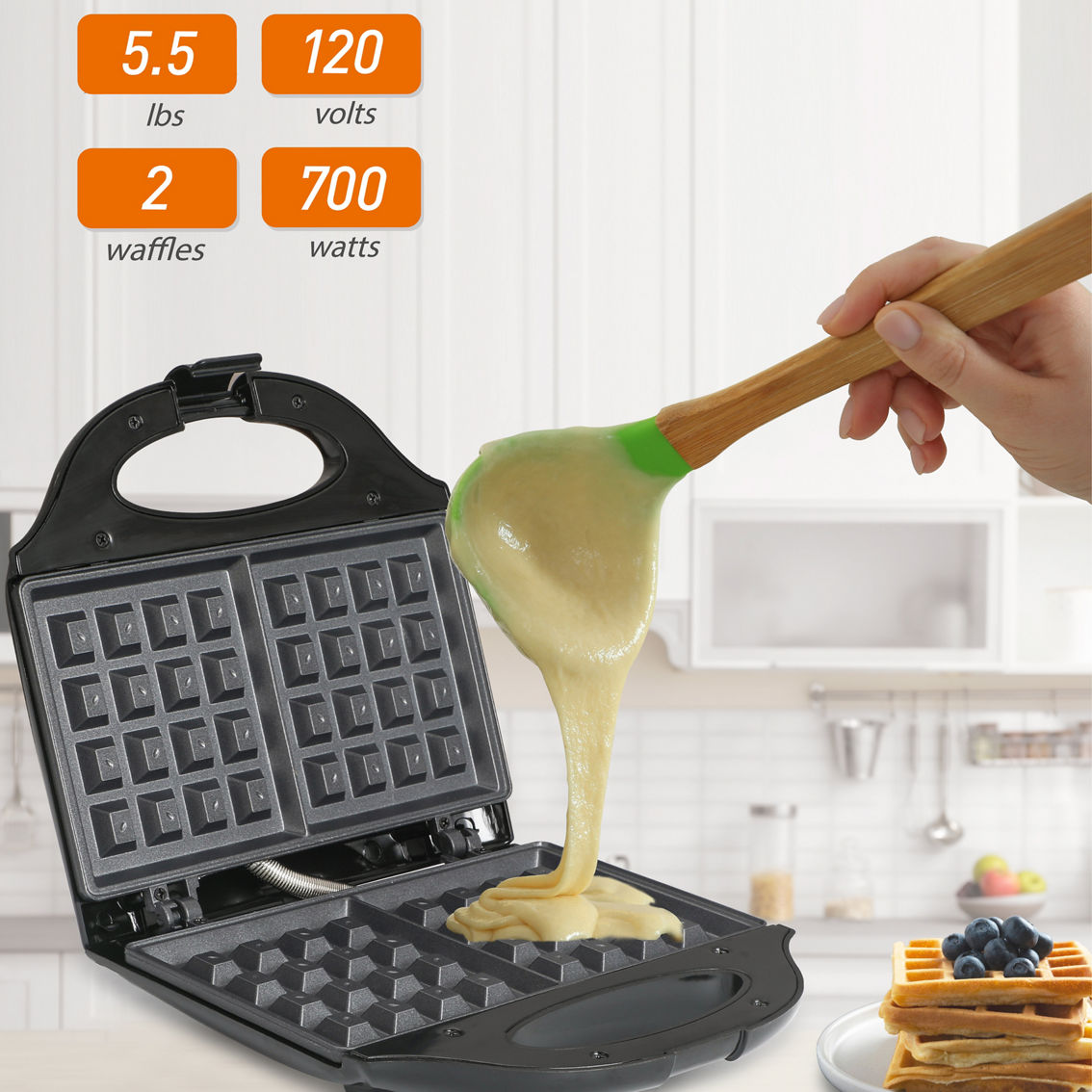 Commercial Chef Nonstick Mini Waffle Maker - Image 5 of 7
