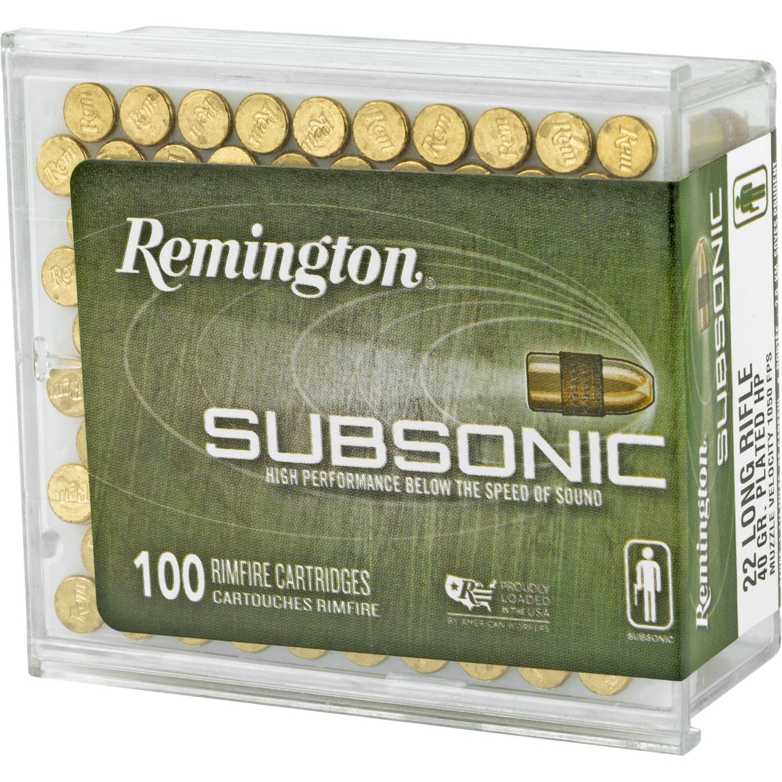 Remington Subsonic .22 Lr 40 Gr. Copper Plated Hollow Point 100 Rounds ...