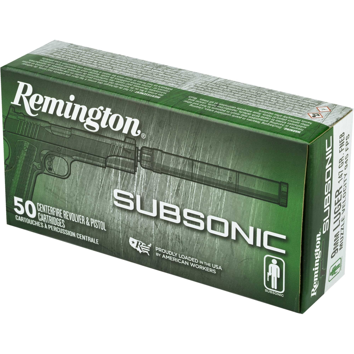 Remington Subsonic 9MM 147 Gr. Flat Nose Enclosed Bullet 50 Rounds - Image 2 of 3