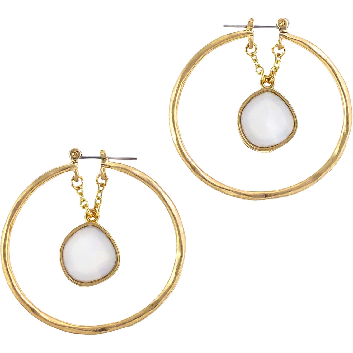 Carol Dauplaise White Shell Inlay Hoop Earrings | Fashion Earrings ...