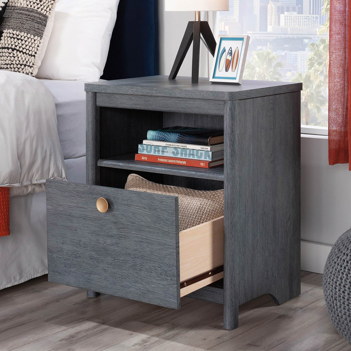 Sauder Night Stand with Drawer in Denim Oak - Image 2 of 8