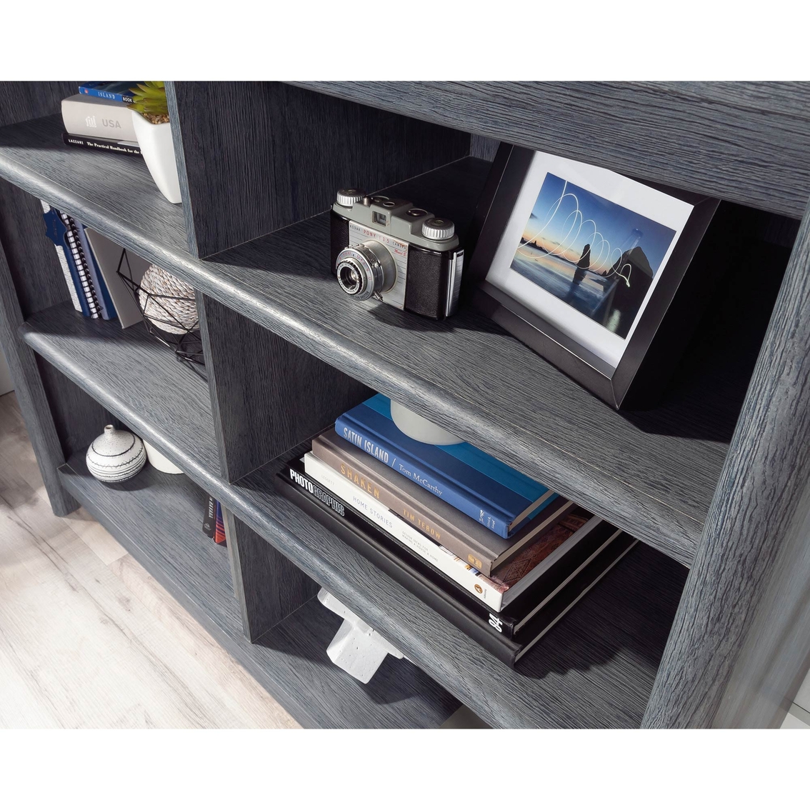 Sauder Cubby Storage Bookcase in Denim Oak - Image 4 of 6