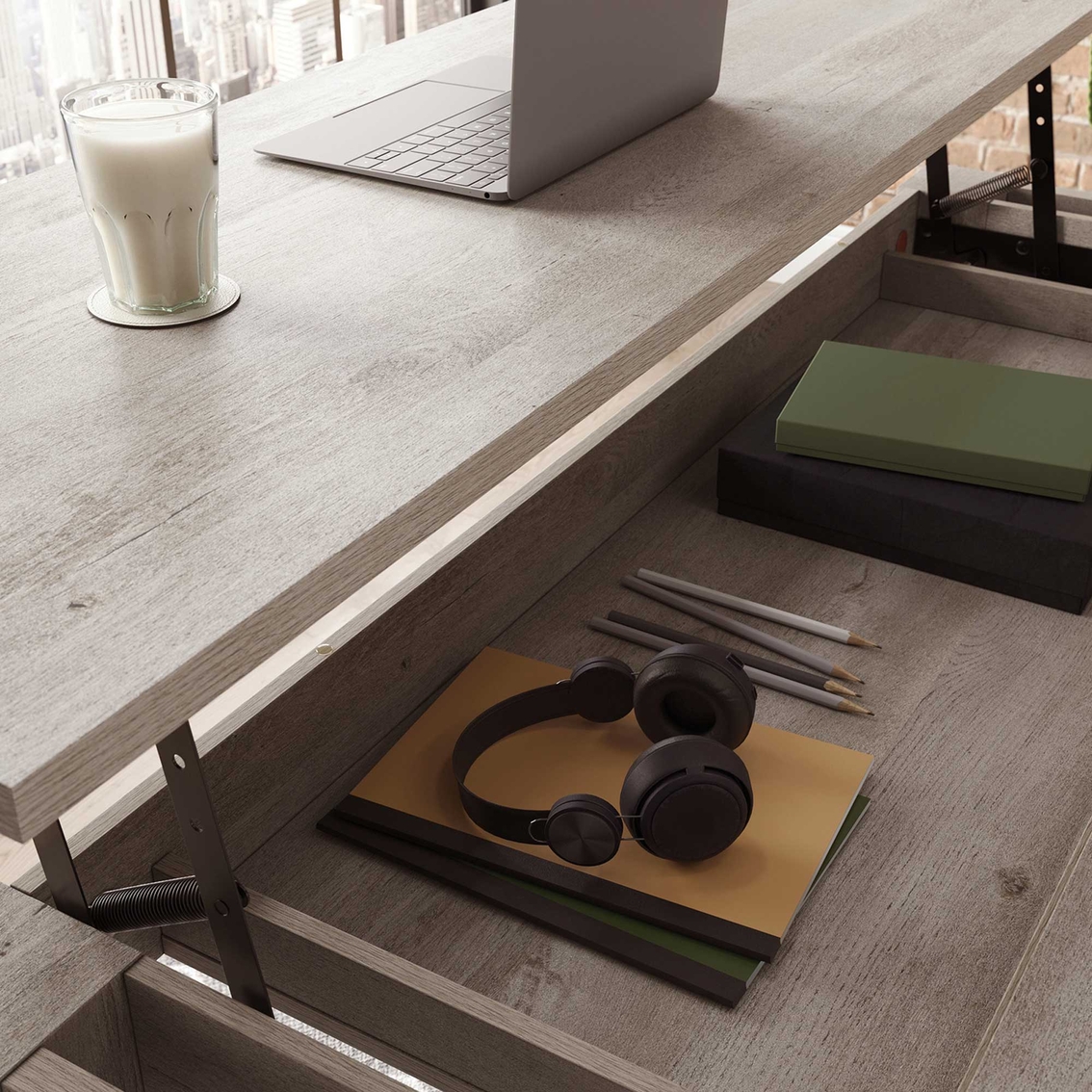 Sauder Northcott Lift Top Dining Table Desk - Image 7 of 10