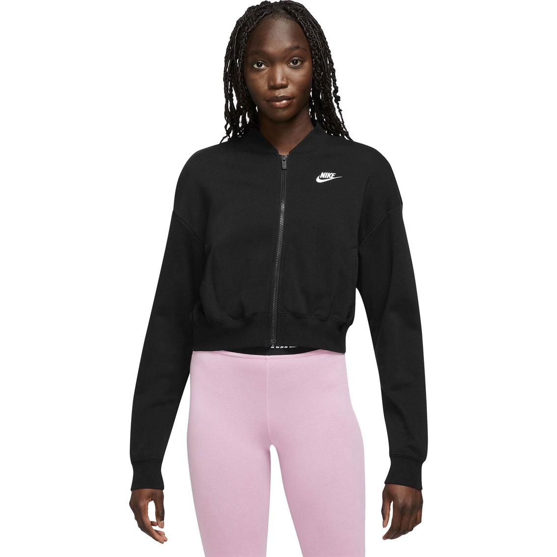 Nike Sportswear Club Fleece Oversize Crop Full Zip Bomber | Tops ...