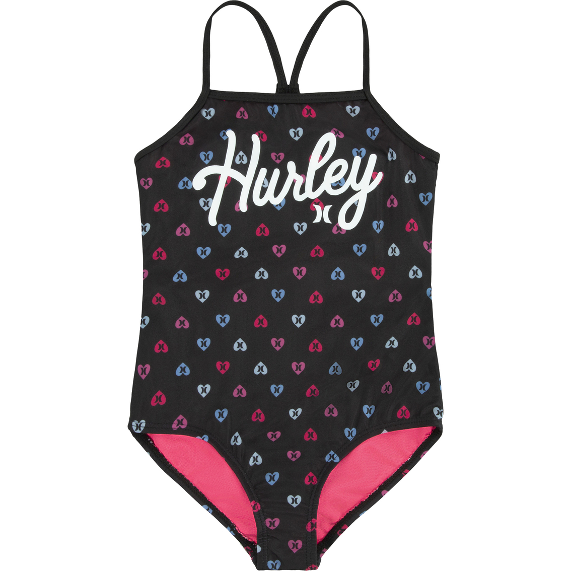 Hurley Little Girls Multi Color Heart 1 Pc. Swimsuit | Girls 4-6x ...