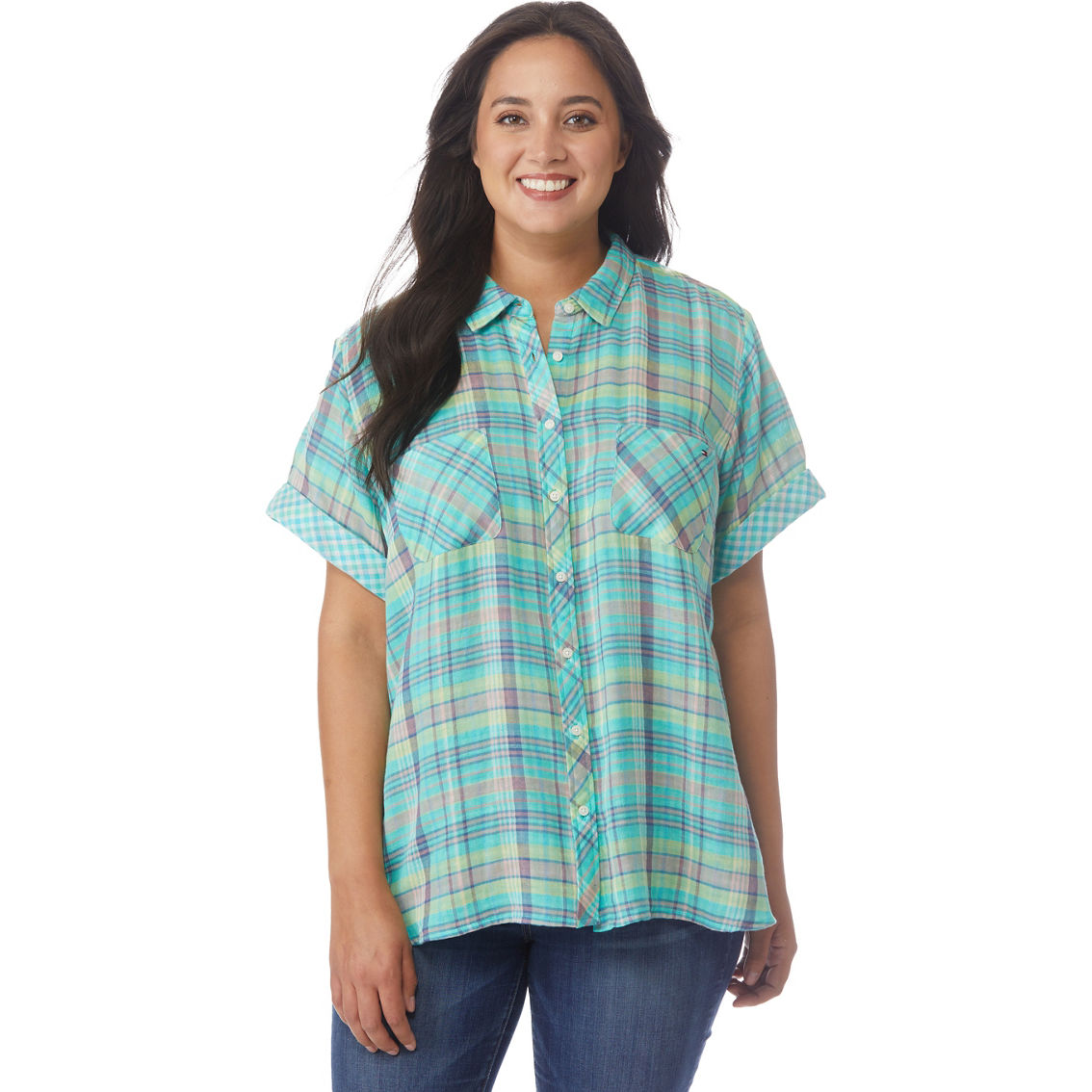 Tommy Hilfiger Plus Double Plaid Camp Shirt | Tops | Clothing ...