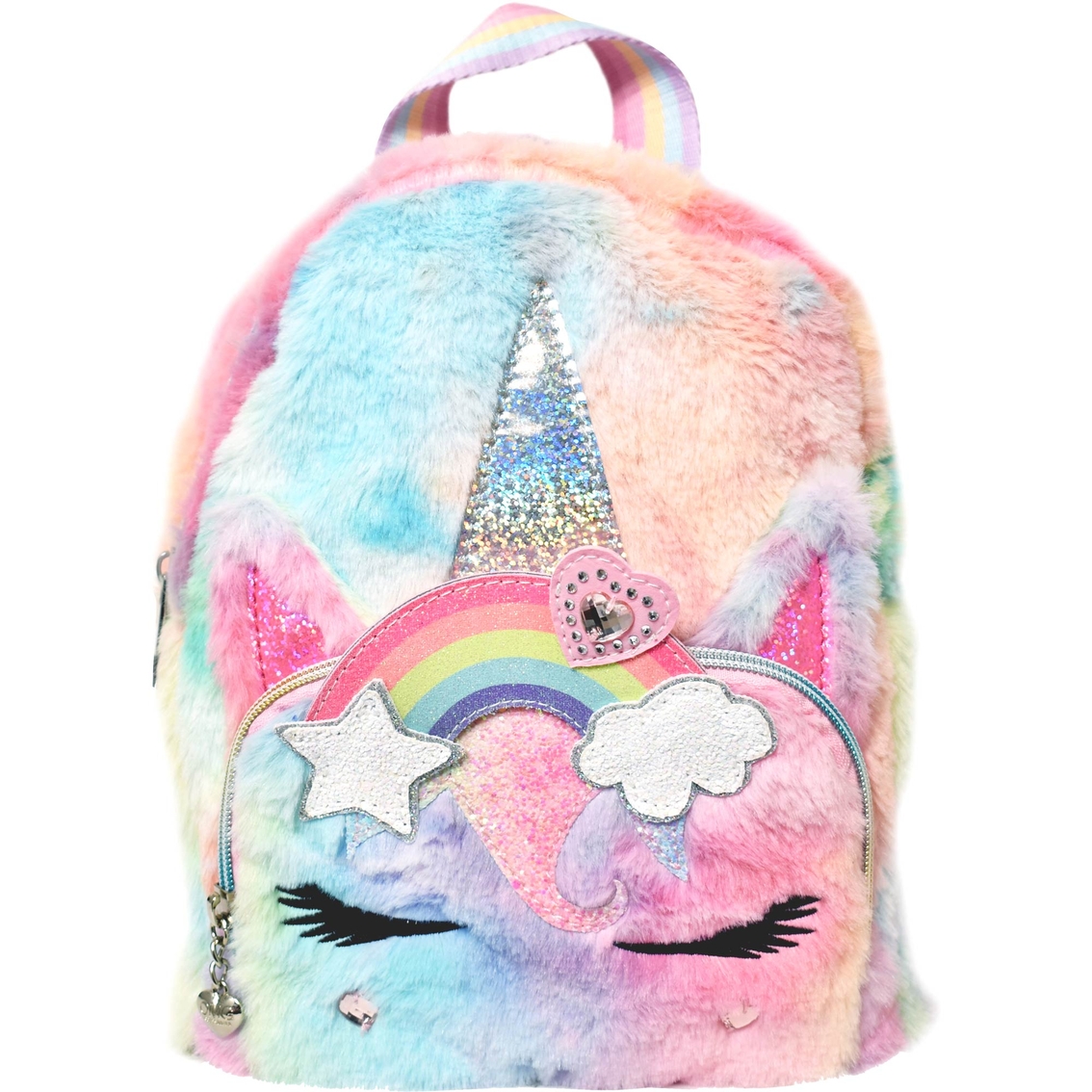 Omg Accessories Gwen Tie Dye Faux Fur Rainbow Crown Mini Backpack ...