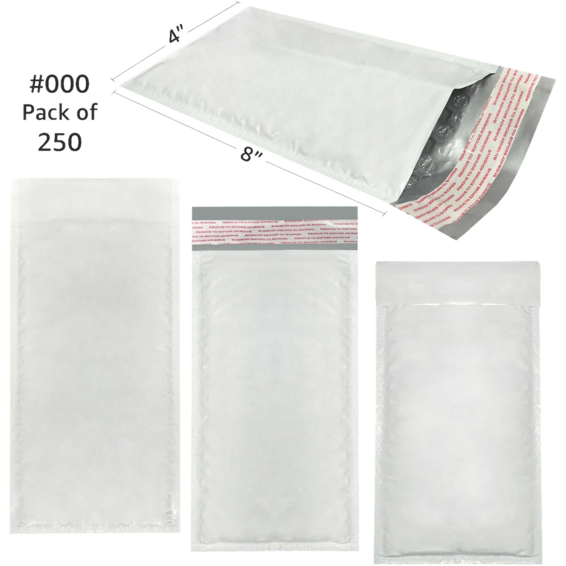 uBoxes Poly Bubble Mailer 4  in. X 8  in. #000- Pack of 250 - Image 4 of 4