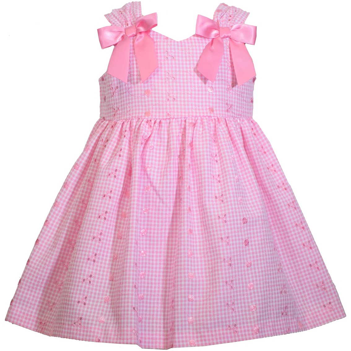 Bonnie Jean Infant Girls Eyelet Bow Shoulder Dress | Baby Girl 0-24 ...