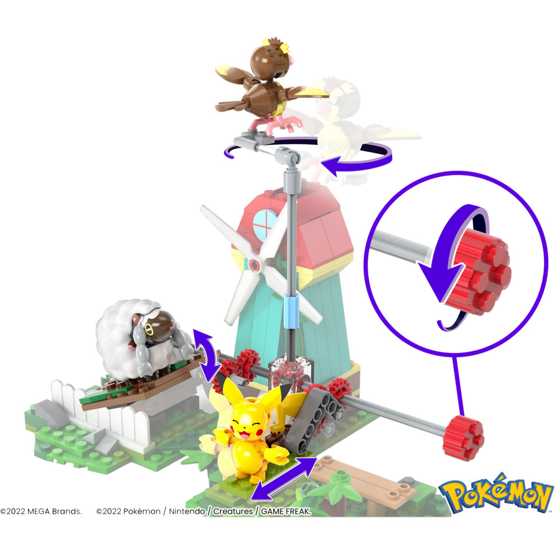 MEGA Pokémon Action Figure Building Toy Set, Countryside Windmill With 240  Pieces, Motion And 3 Poseable Characters, Gift Idea For Kids