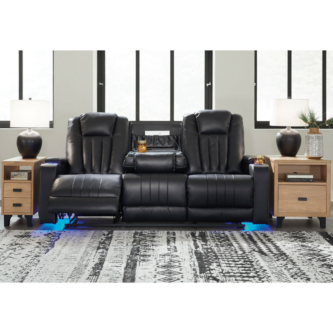 Signature Design by Ashley Center Point Reclining Sofa with Drop Down Table - Image 6 of 10