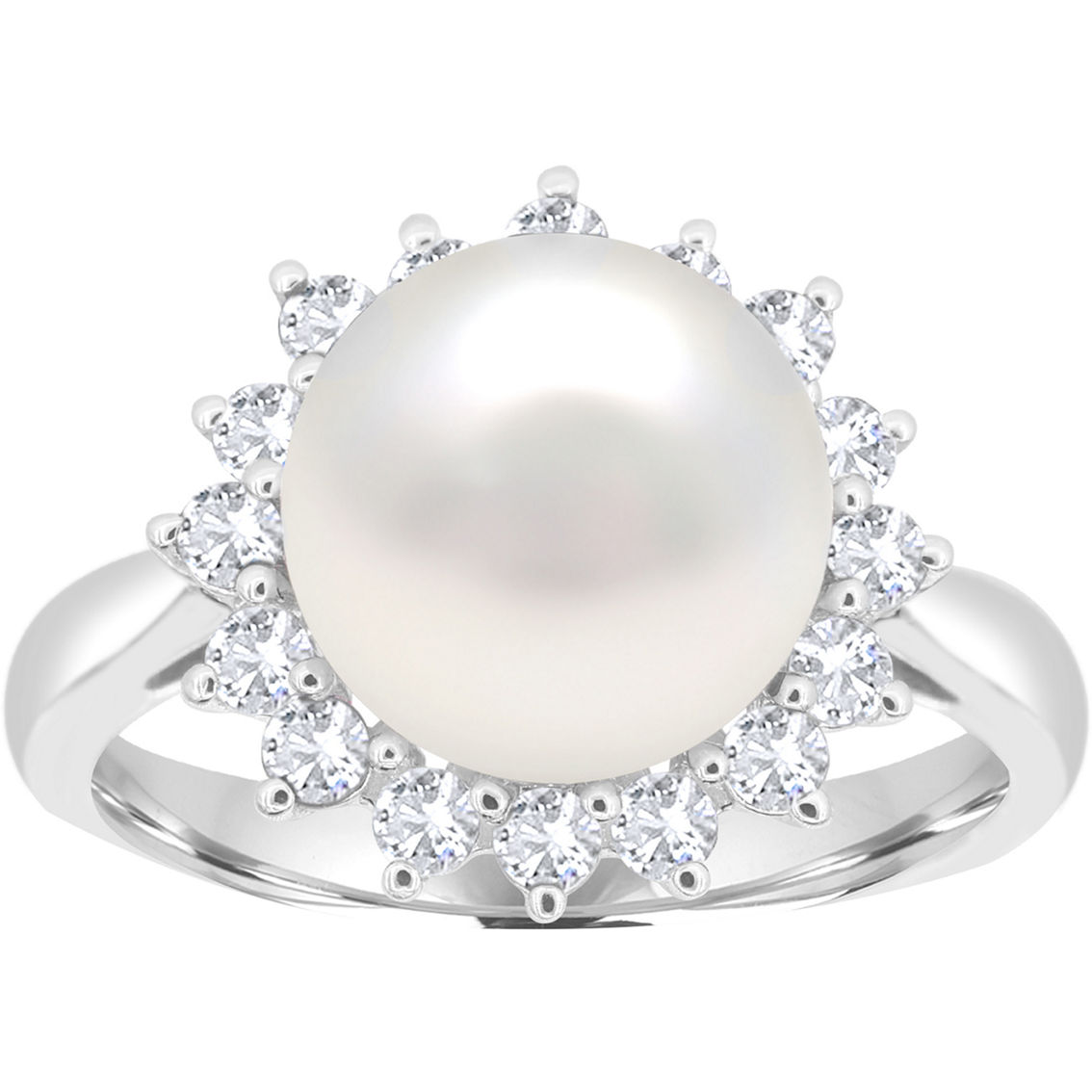 Sterling Silver Freshwater Cultured Pearl and Lab Created White Sapphire 3 pc. Set - Image 4 of 7