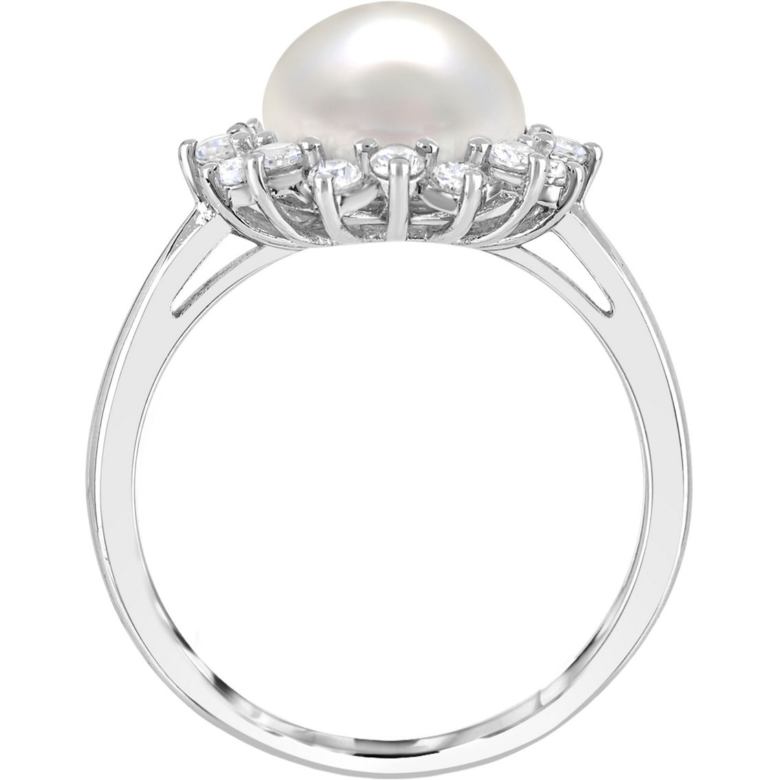 Sterling Silver Freshwater Cultured Pearl and Lab Created White Sapphire 3 pc. Set - Image 5 of 7