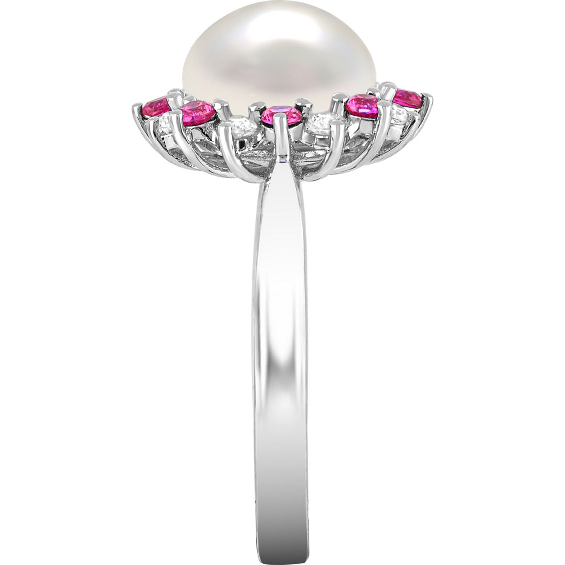 Sterling Silver Freshwater Cultured Pearl and Created Pink and White Sapphire Set - Image 2 of 6