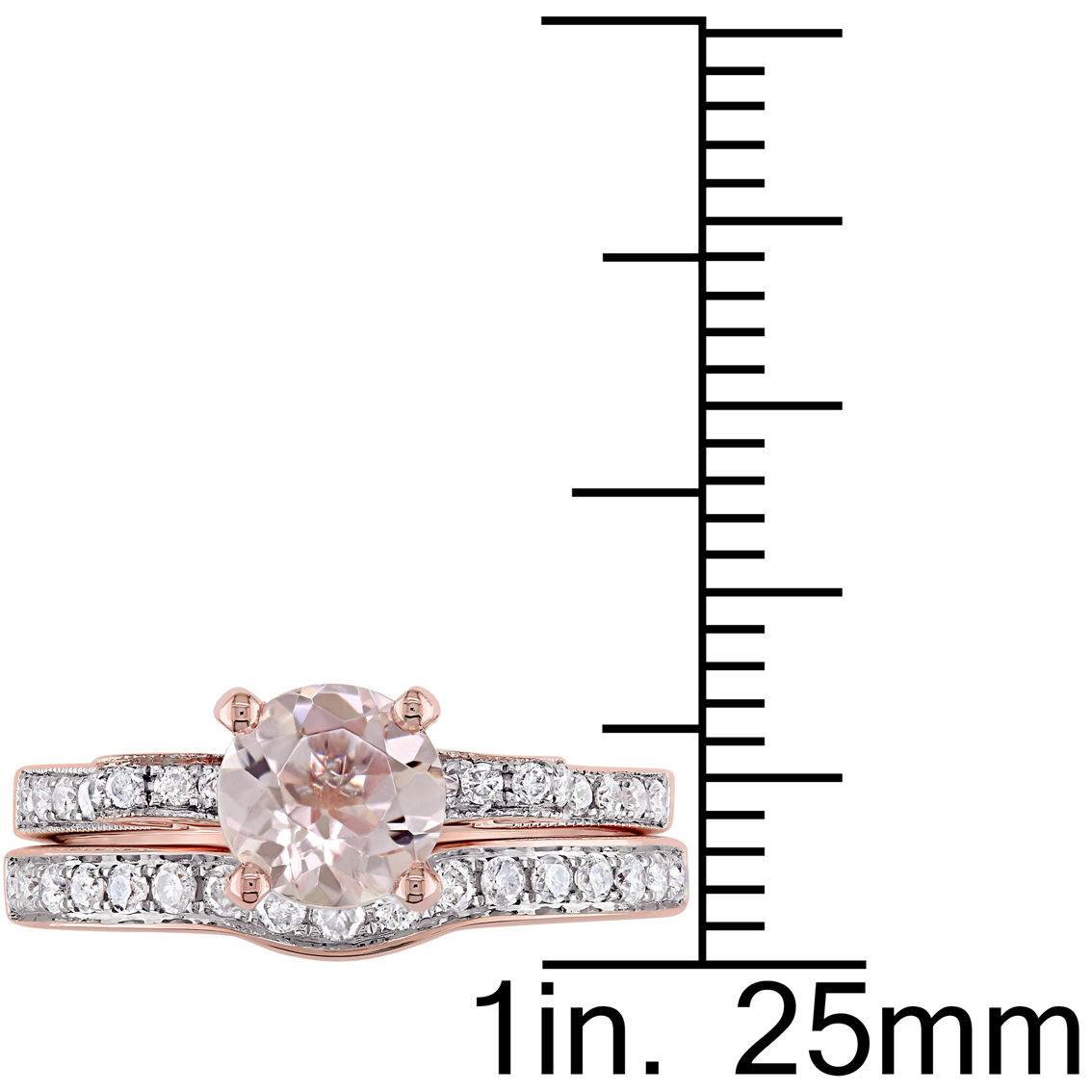 Sofia B. 14K Rose Gold Morganite and 1/2 CTW Diamond Ribbon Bow Bridal Set - Image 3 of 4