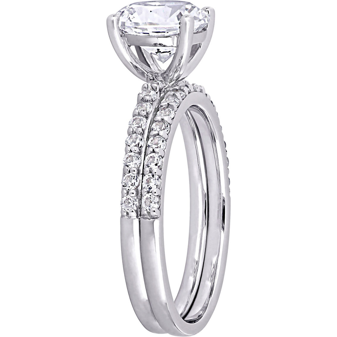 Sofia B. 10K White Gold 3 1/10 CTW Created White Sapphire Bridal Ring Set - Image 2 of 6