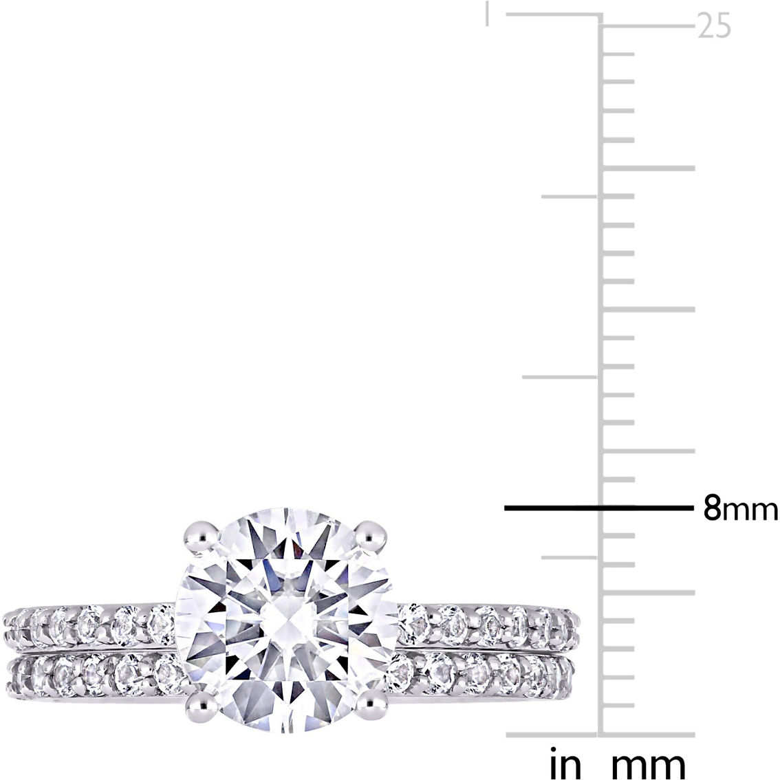 Sofia B. 10K White Gold 3 1/10 CTW Created White Sapphire Bridal Ring Set - Image 4 of 6