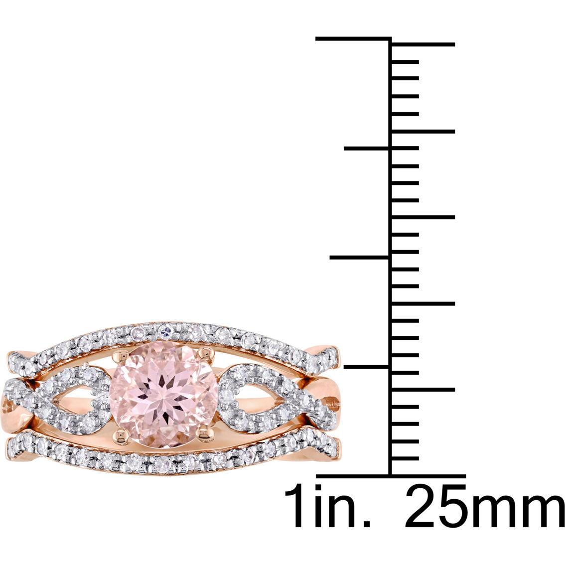 Sofia B. 10K Rose Gold Morganite and 1/4 CTW Diamond Infinity 3 pc. Bridal Ring - Image 5 of 5