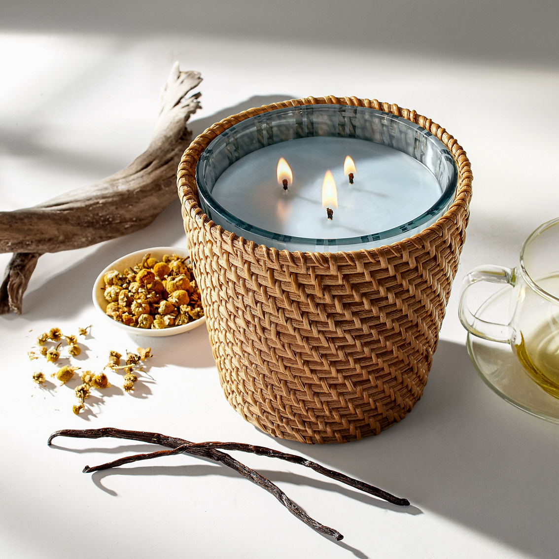 Nest New York Rattan Driftwood & Chamomile 3-Wick Candle - Image 3 of 6