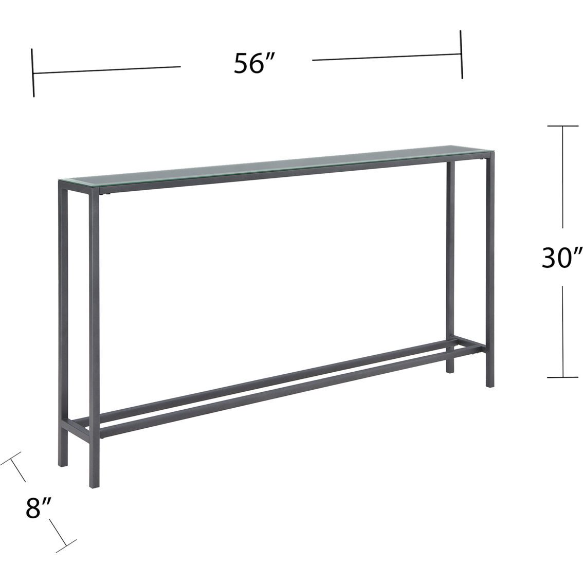 SEI Darrin Narrow Long Console Table with Mirrored Top Gunmetal Gray - Image 4 of 4