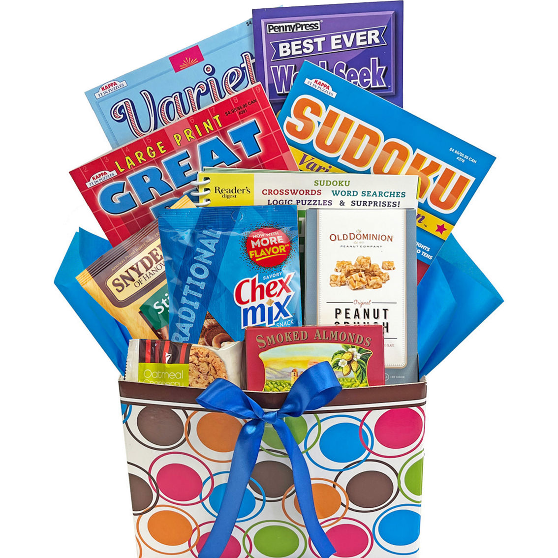 Gifts Fulfilled Brain Games Gift Basket with Puzzle Books and Snacks, 5 lbs.