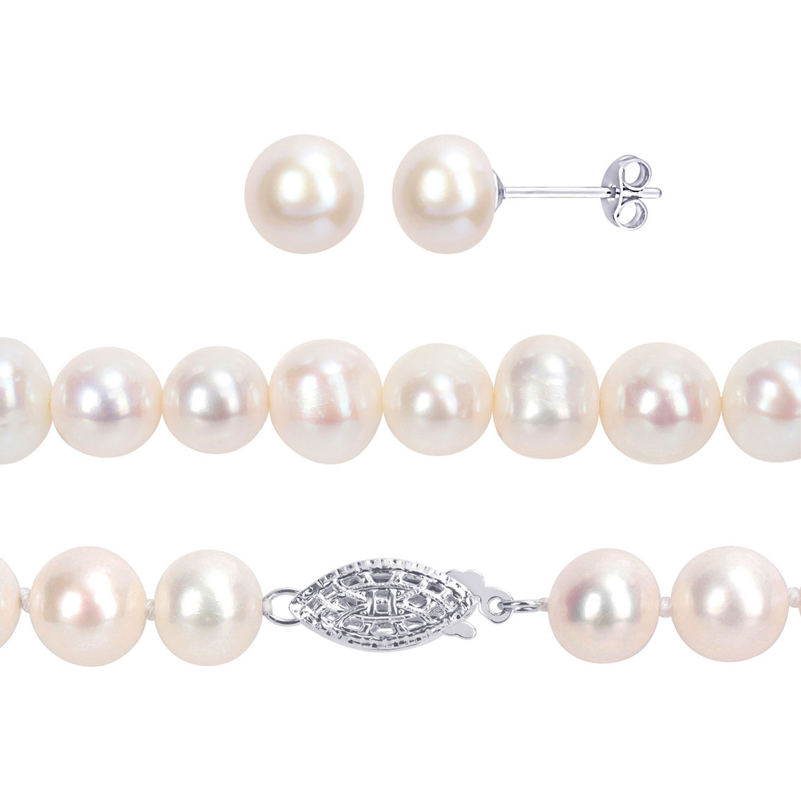 Sofia B. Cultured Pearl 3 pc. Set Necklace Earrings & Bracelet in Sterling Silver - Image 3 of 6