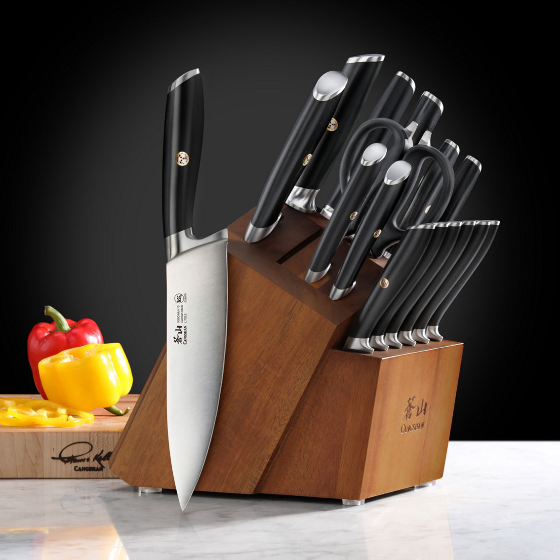 Cangshan Cutlery L Series Black Forged Block Set Acacia 17 pc. - Image 6 of 6