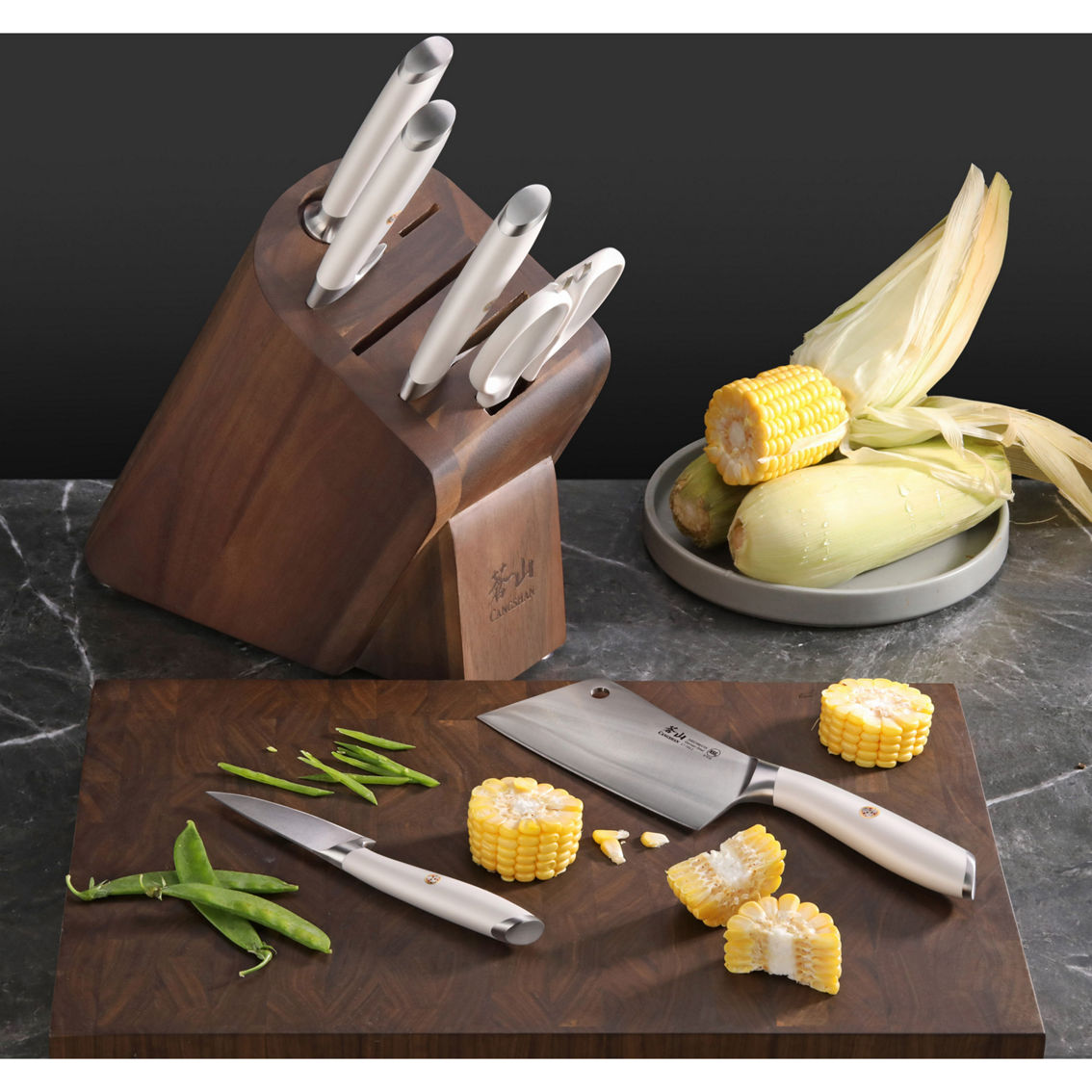Cangshan Cutlery L1 Series White Cleaver Knife Block Set 7 pc. - Image 5 of 6