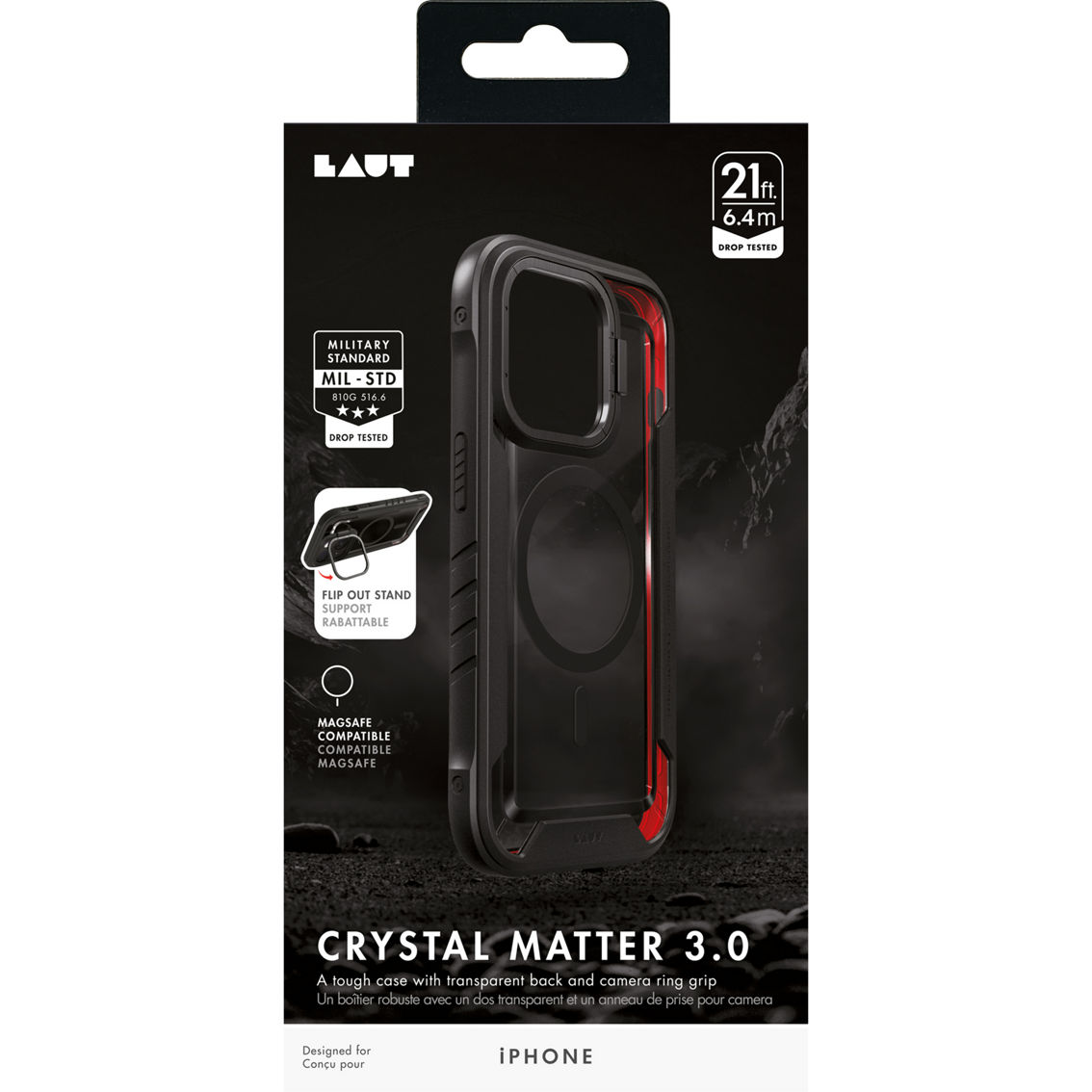 LAUT Design Crystal Matter 3.0 iPhone 14 Pro Max Black Case - Image 2 of 8