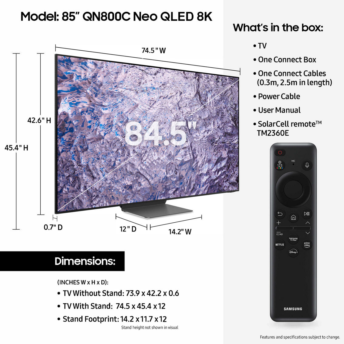 Samsung 85 In. Neo Qled 8k Smart Tv Class Qn800c Qn85qn800cfxza | Tvs ...