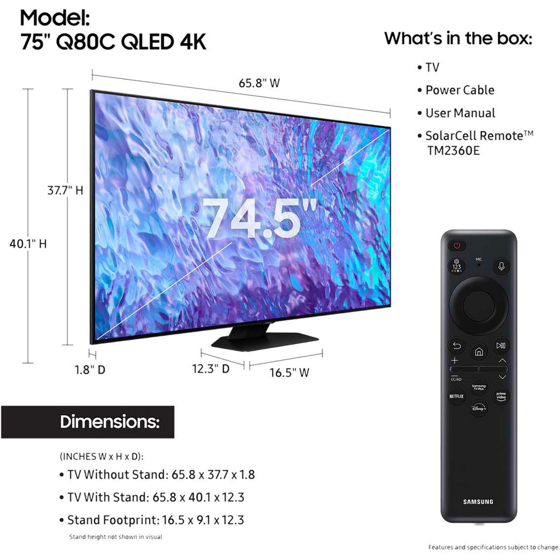 Samsung 75 in. 2160p QLED 4K Smart TV Class Q80C QN75Q80CAFXZA - Image 4 of 4