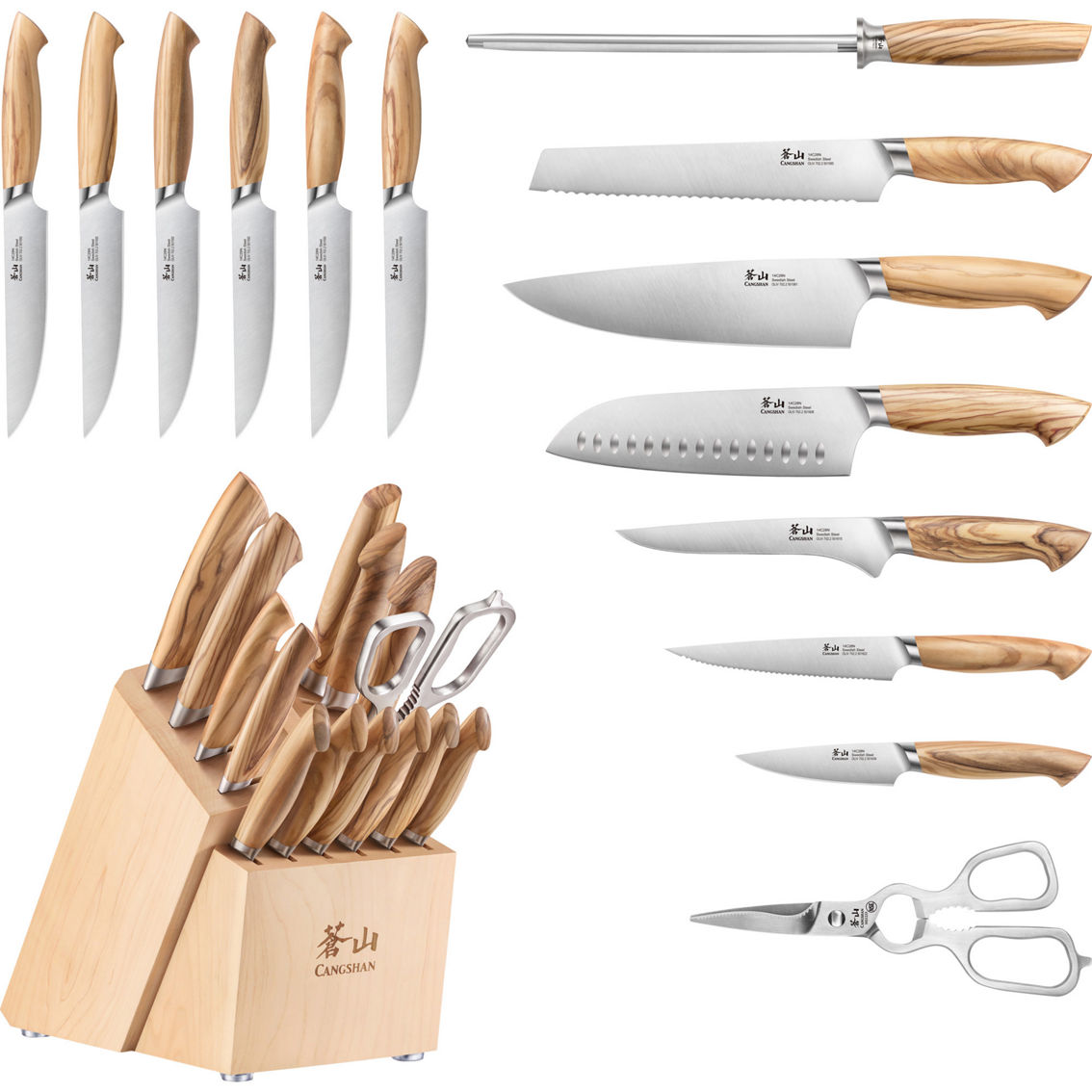 Cangshan Cutlery Oliv Series Forged 15 pc. Knife Block Set - Image 2 of 6
