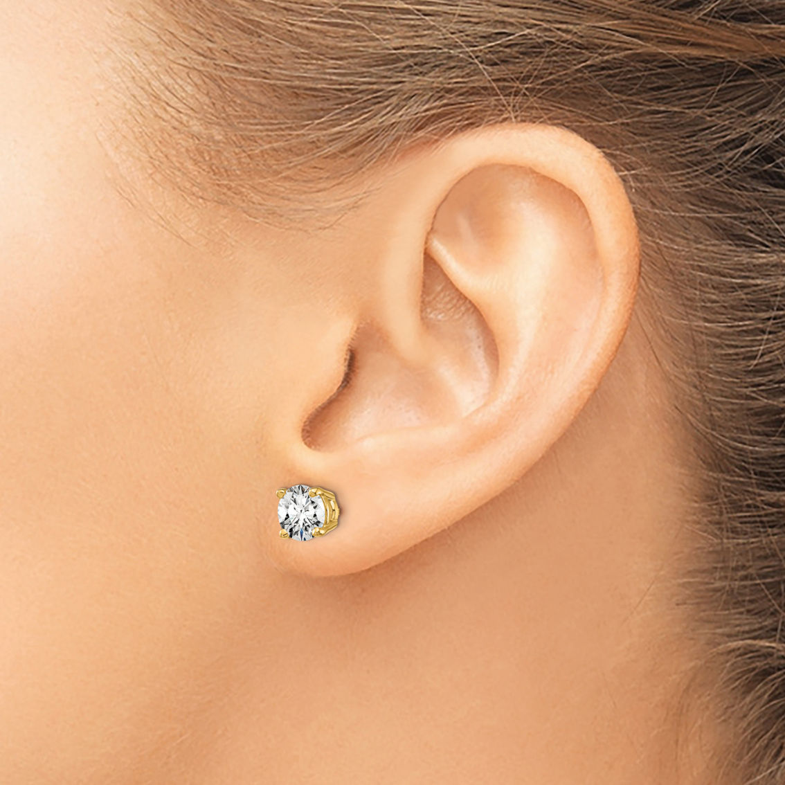 True Origin 14K Gold 2 CTW Certified Round Lab Grown Diamond Solitaire Earrings - Image 4 of 4
