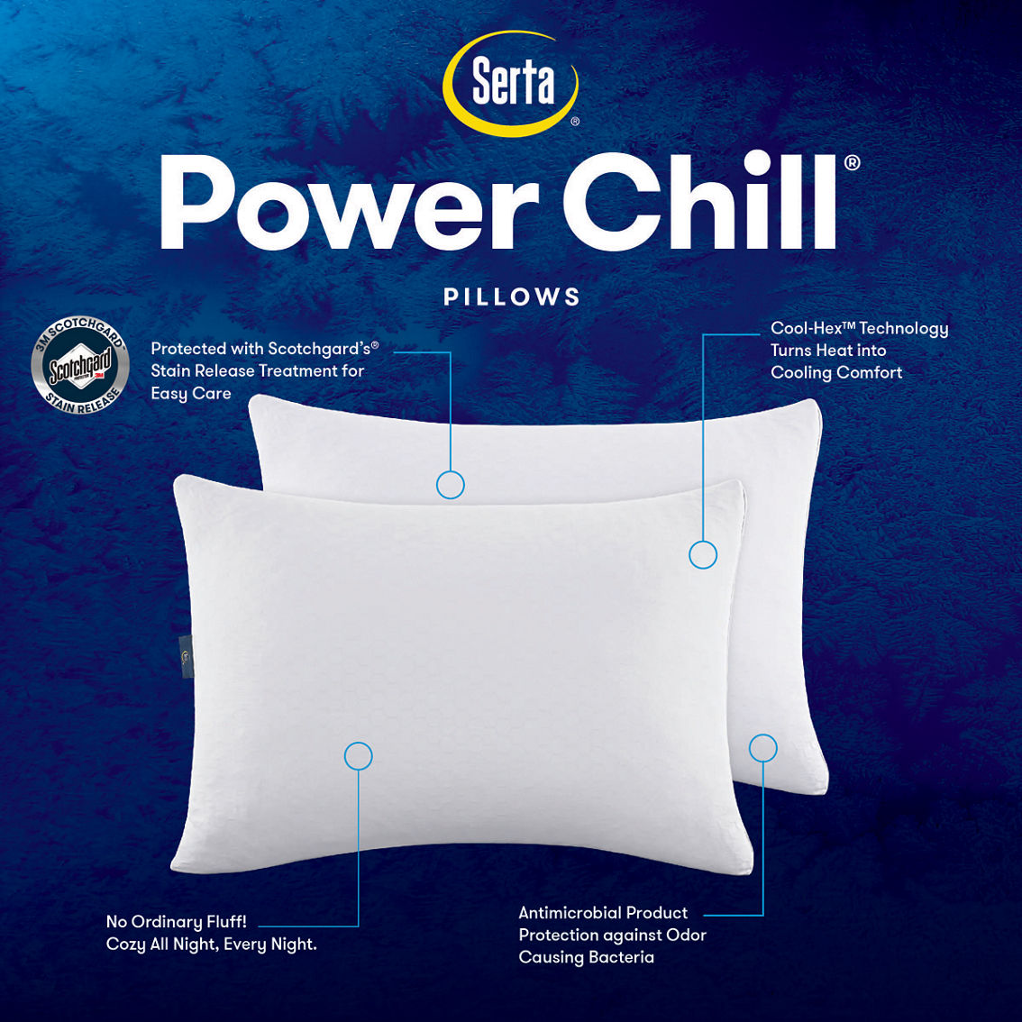 Serta Power Chill Down Alternative Pillows Soft/Medium Density 2 pk. - Image 2 of 6