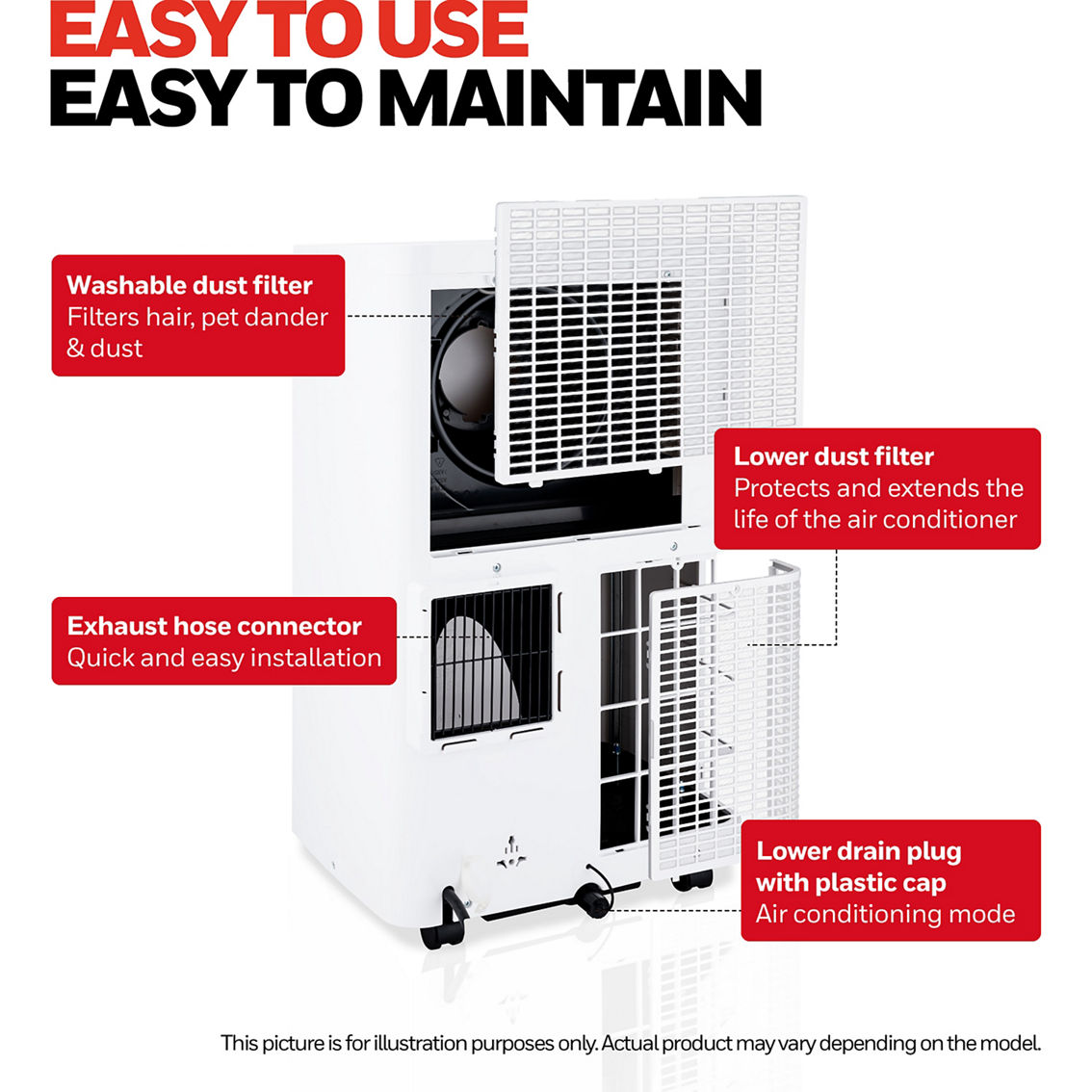 Honeywell 12,000 BTU Portable Air Condition with Dehumidifier and Fan in White - Image 3 of 9