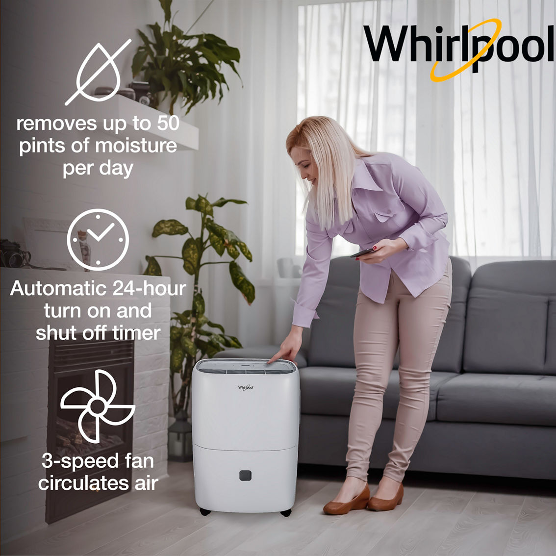 Whirlpool 50 pt. Dehumidifier with Pump - Image 6 of 6