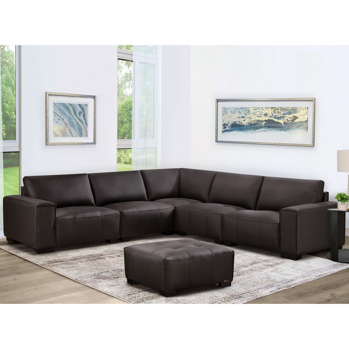 Abbyson Teagan Leather Modular Sectional 6 pc. - Image 5 of 9
