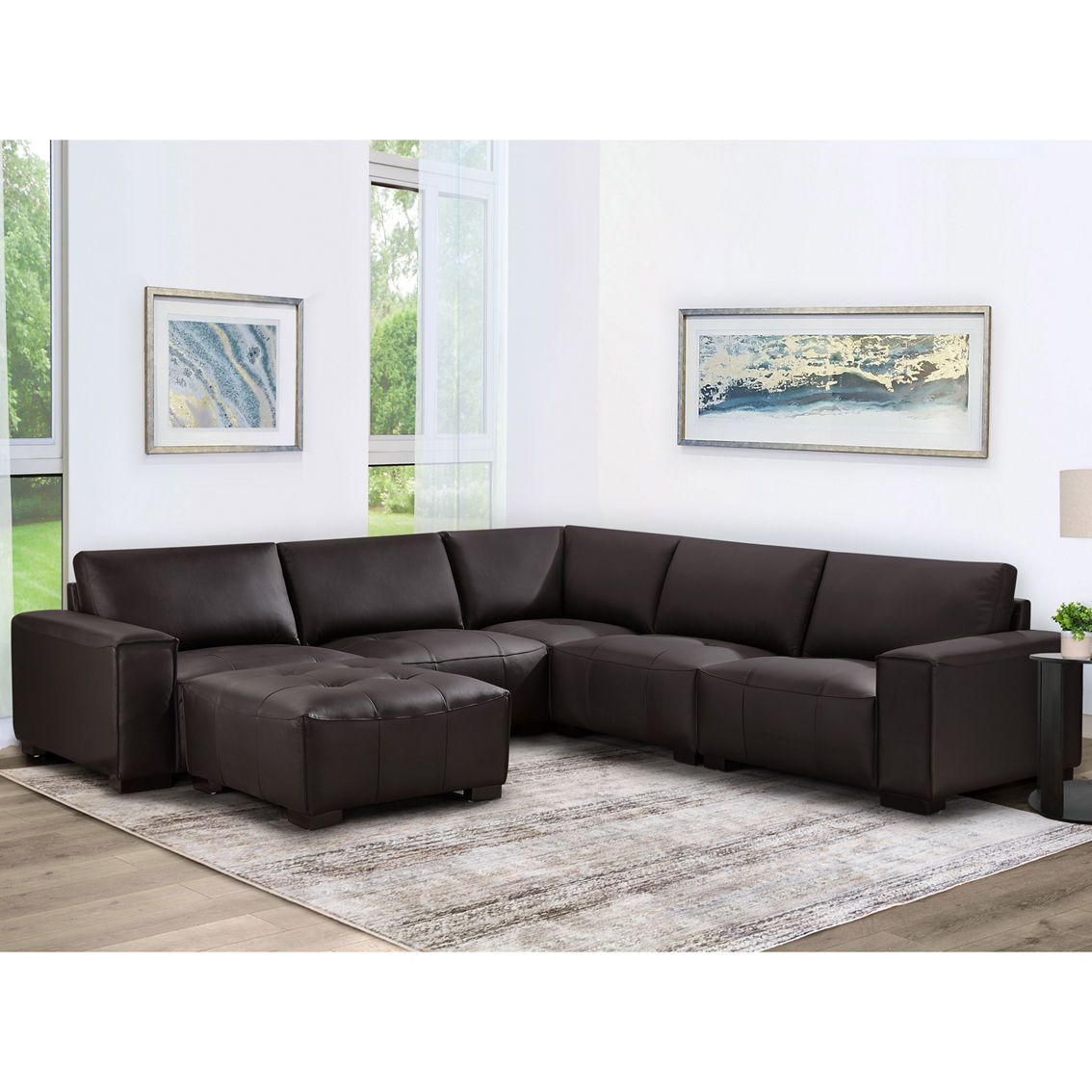 Abbyson Teagan Leather Modular Sectional 6 pc. - Image 6 of 9