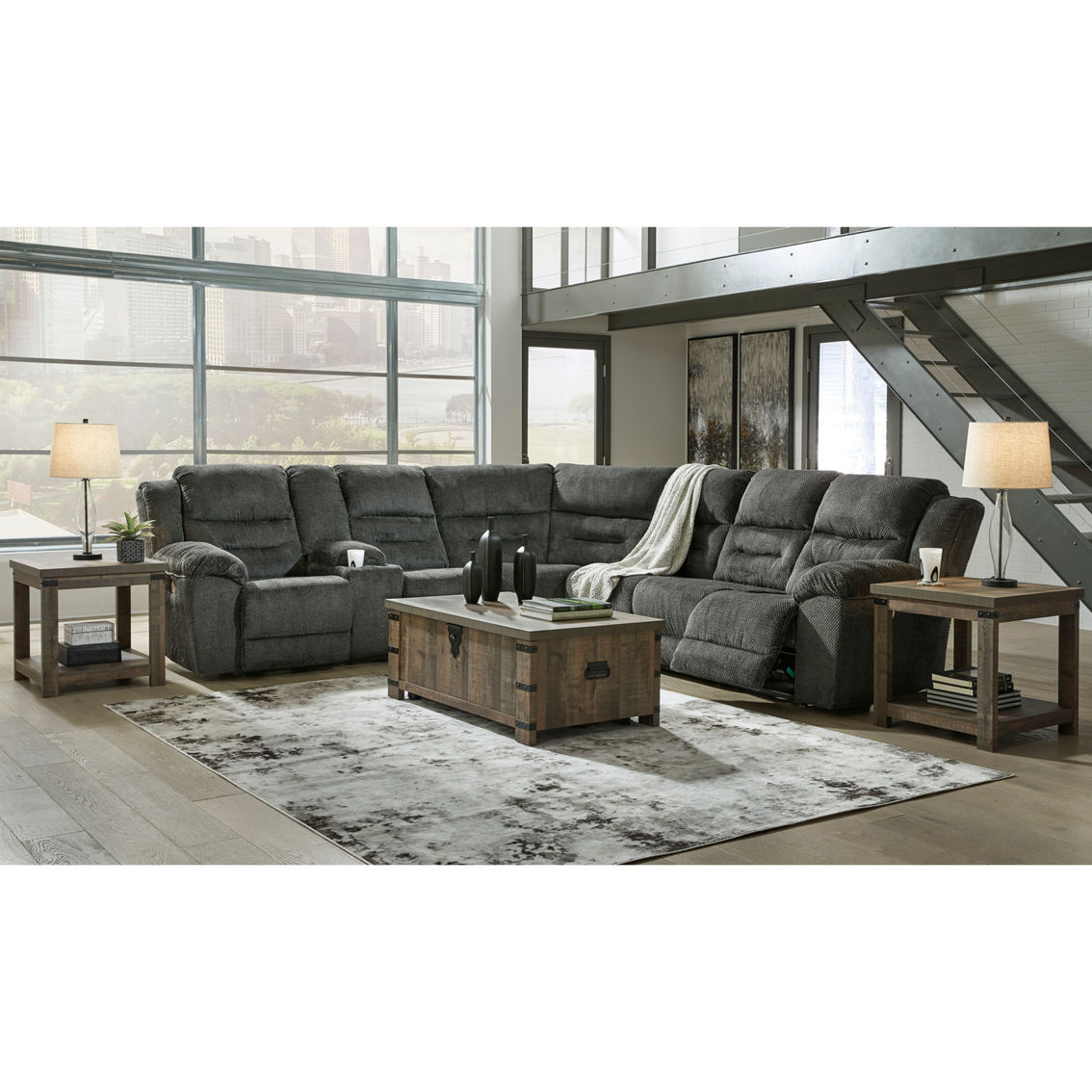 Signature Design by Ashley Nettington 4 pc. LAF Power Reclining Sectional & Console - Image 5 of 5