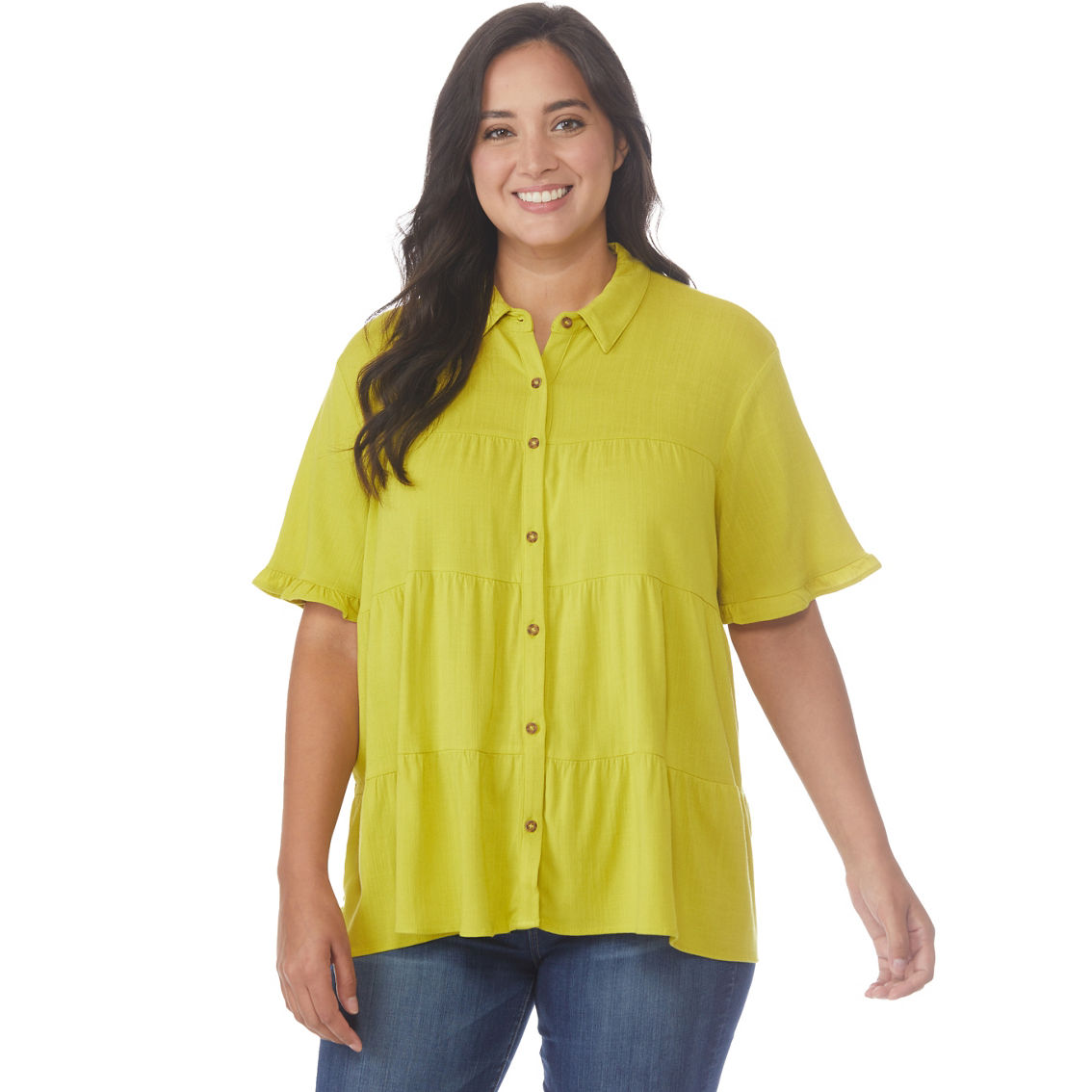 Moa Moa Plus Size Ruffle Sleeve Tiered Top | Tops | Clothing ...