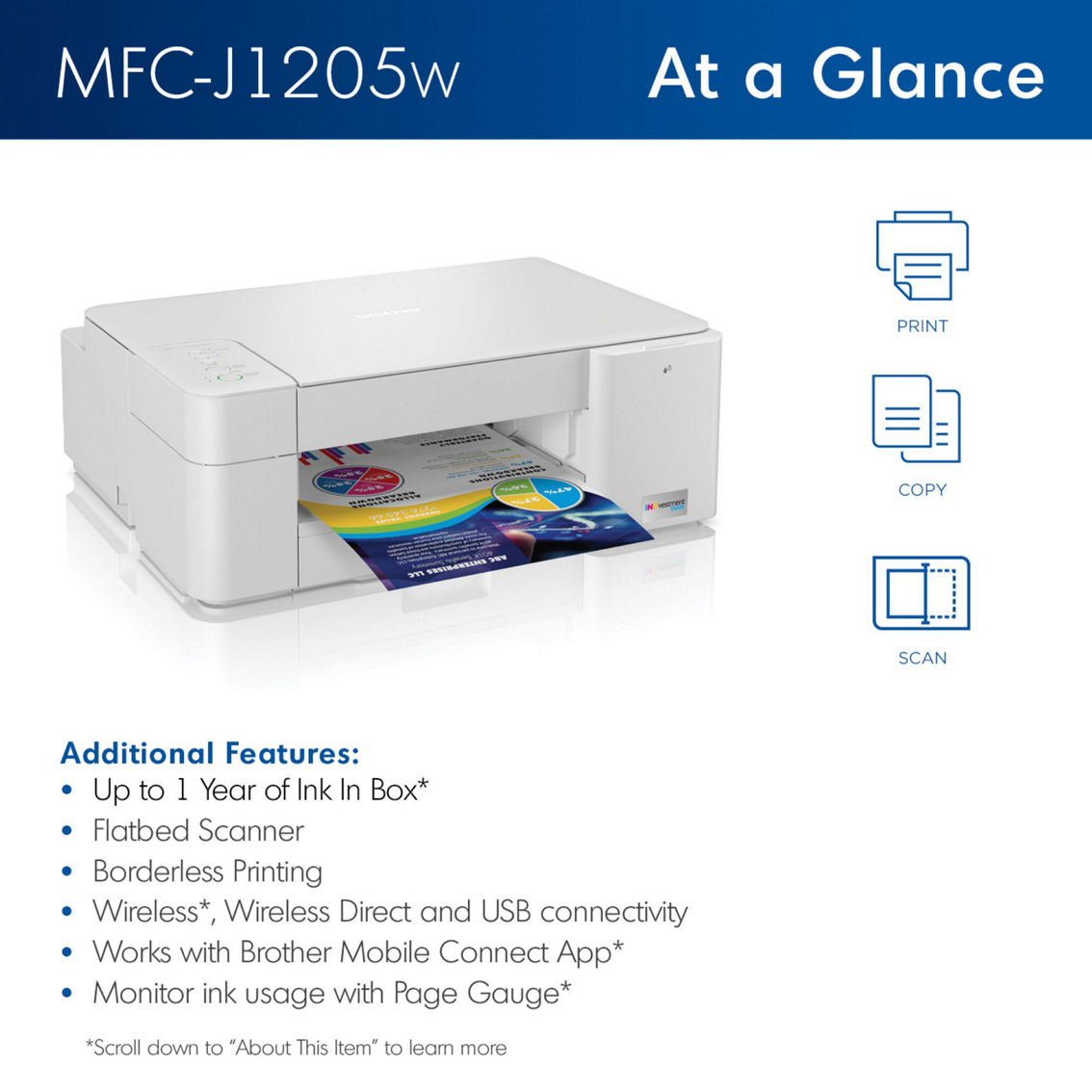Brother MFC-J1205W INKvestment Tank Wireless Multi-Function Inkjet Printer - Image 2 of 4
