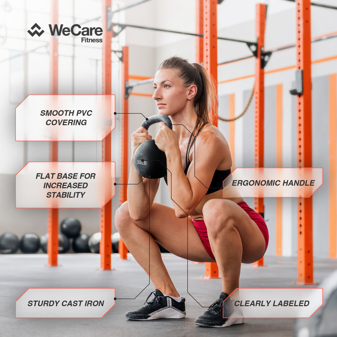 WeCare 15 LB Cast Iron Fitness Kettlebell - Image 8 of 8