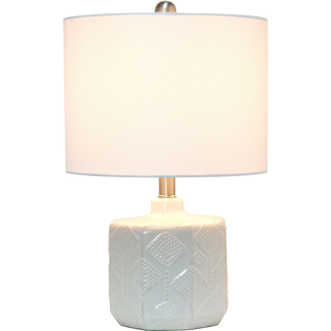 Lalia Home 19 in. Floral Textured Bedside Table Lamp with White Fabric Shade - Image 2 of 8