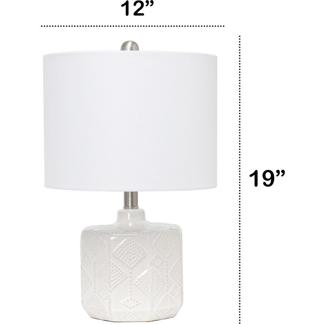 Lalia Home 19 in. Floral Textured Bedside Table Lamp with White Fabric Shade - Image 8 of 8