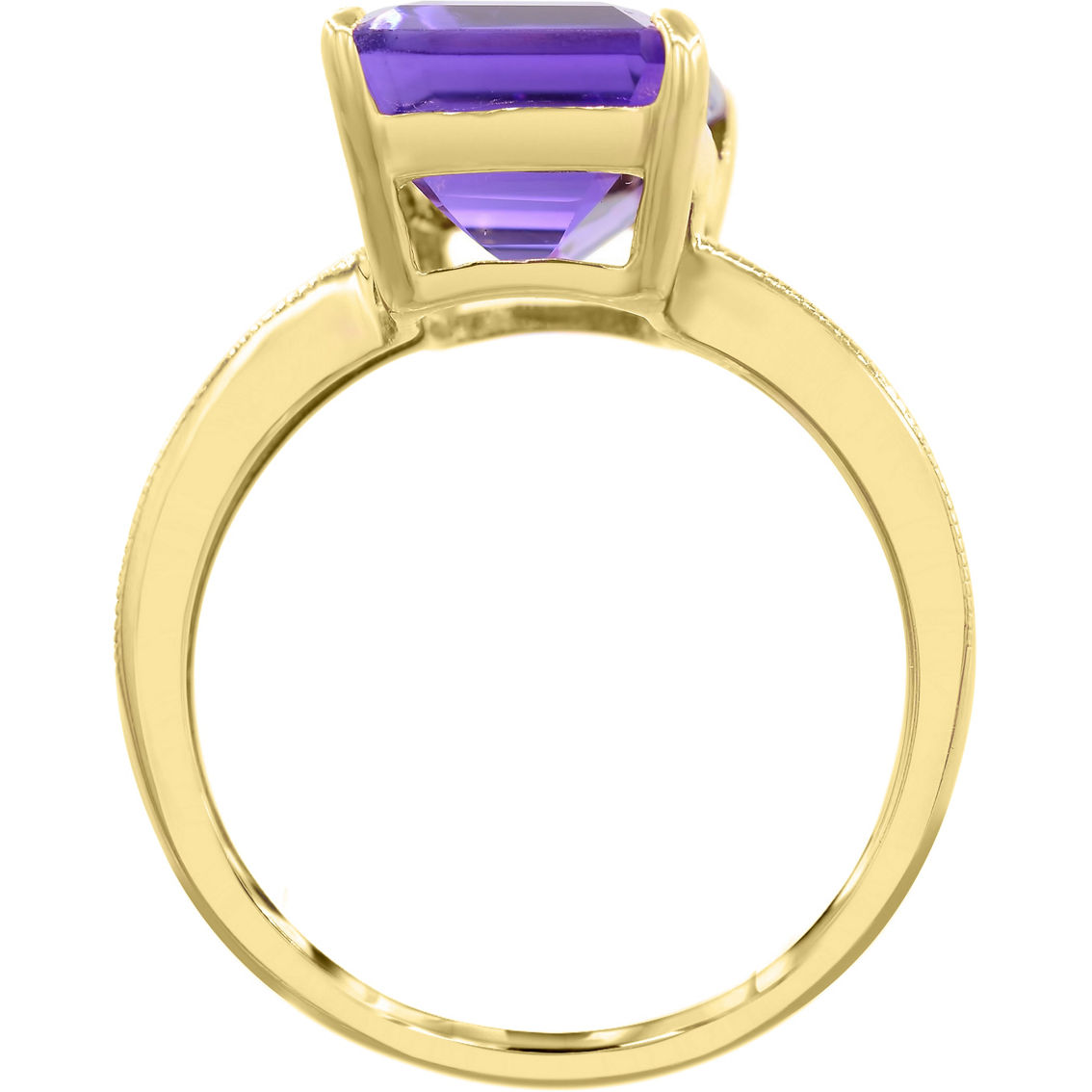 10K Yellow Gold Emerald Cut Amethyst Solitaire Ring Size 7 - Image 2 of 3