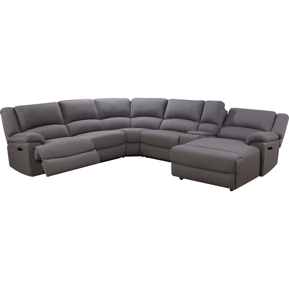 Abbyson Fletcher Stain Resistant Fabric Reclining Sectional 6 pc. Set, Gray - Image 4 of 9